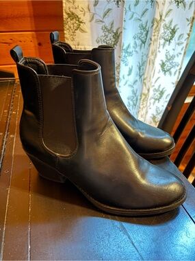 Black Faux Leather Ankle Booties - Classic Chelsea Style